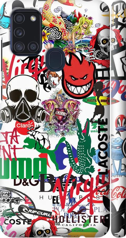 Чехол на Samsung Galaxy A21s A217F Many different logos (4022m-1943-42517)