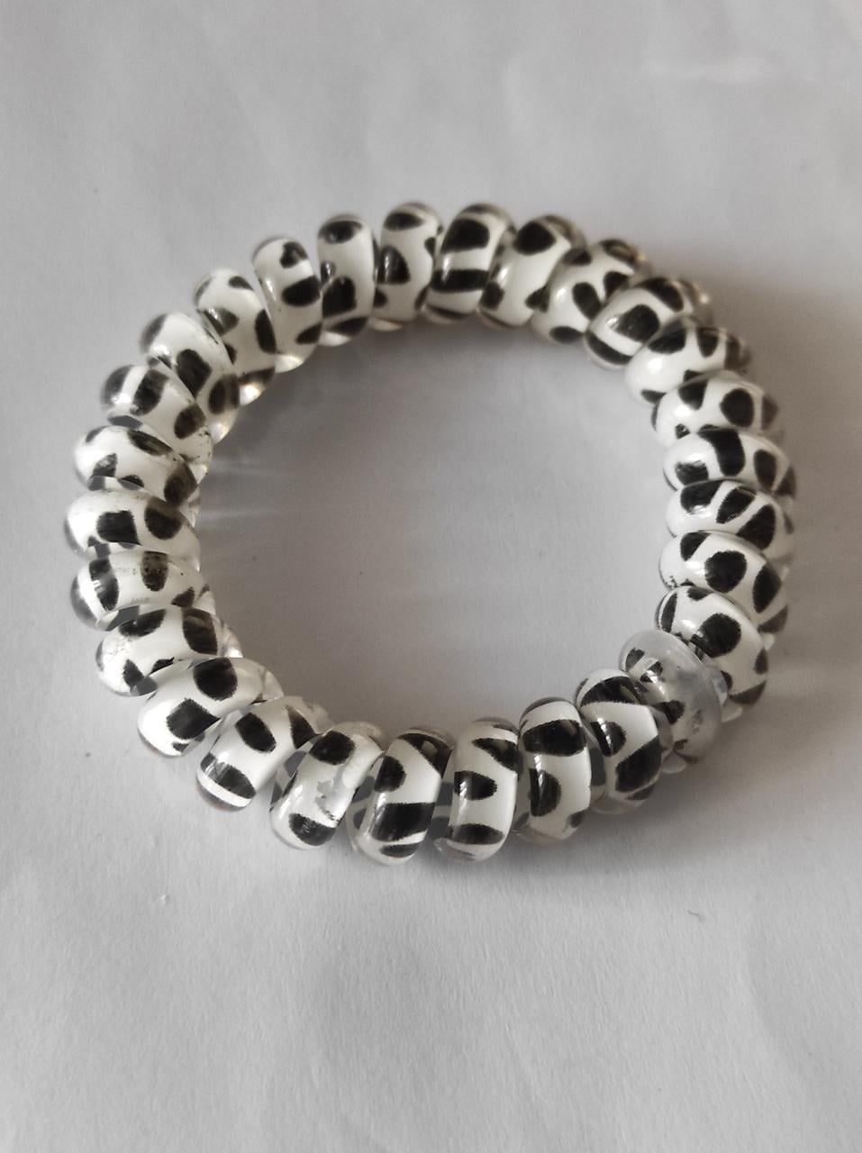 Резинка Спираль толстая с рисунком Далматинец с пятнышками 5,5 см Белый/Черный (52-4-1782-Б)