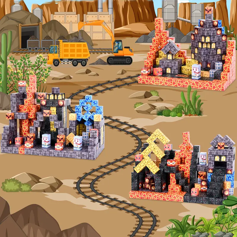 Конструктор магнітний Minecraft Нижній світ та лава на магнітах 160 шт. (2742137329) - фото 3