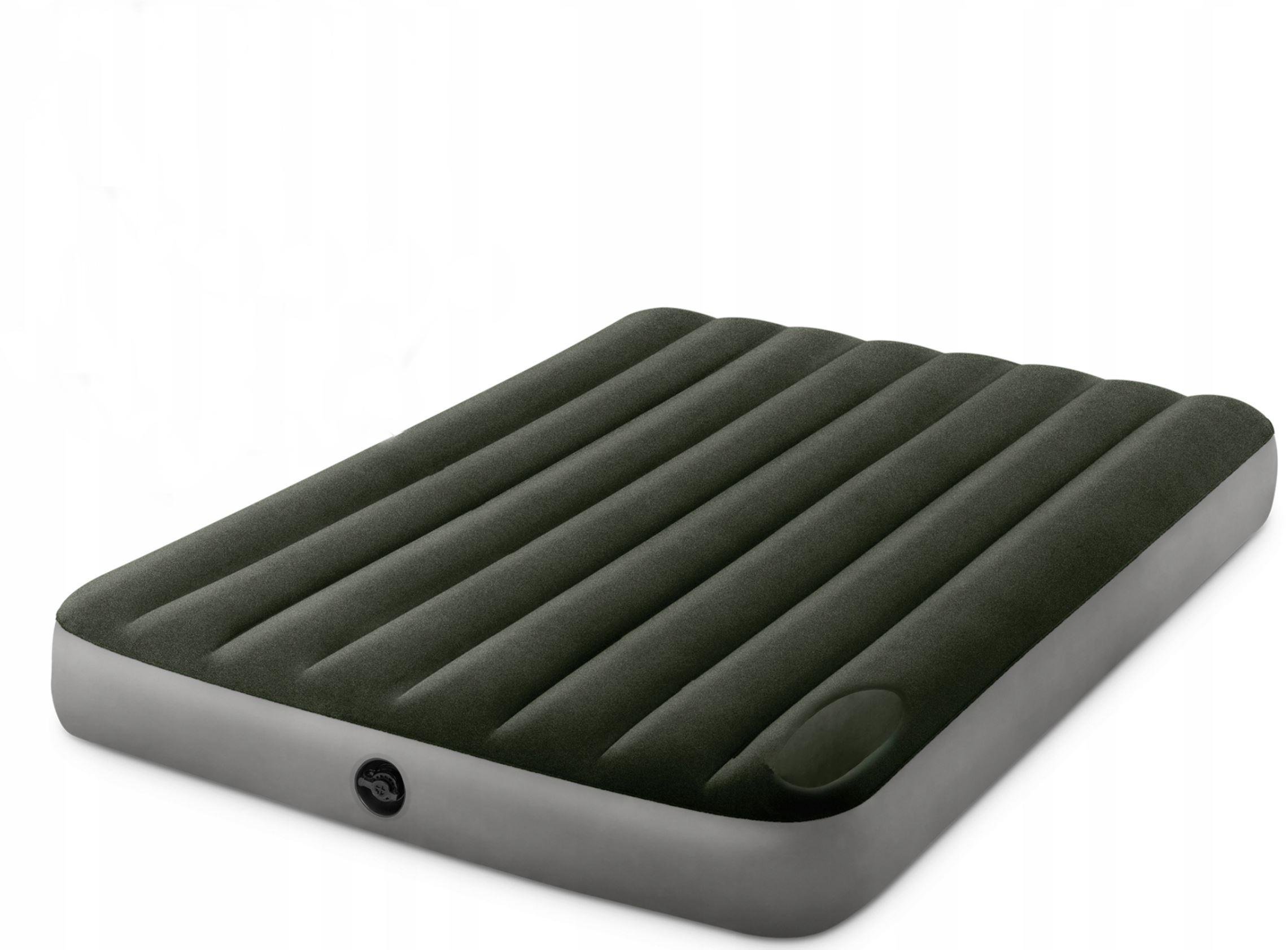 Надувний матрац Intex із вбудованим ножним насосм 191х137х25 см Оливковий (64763)