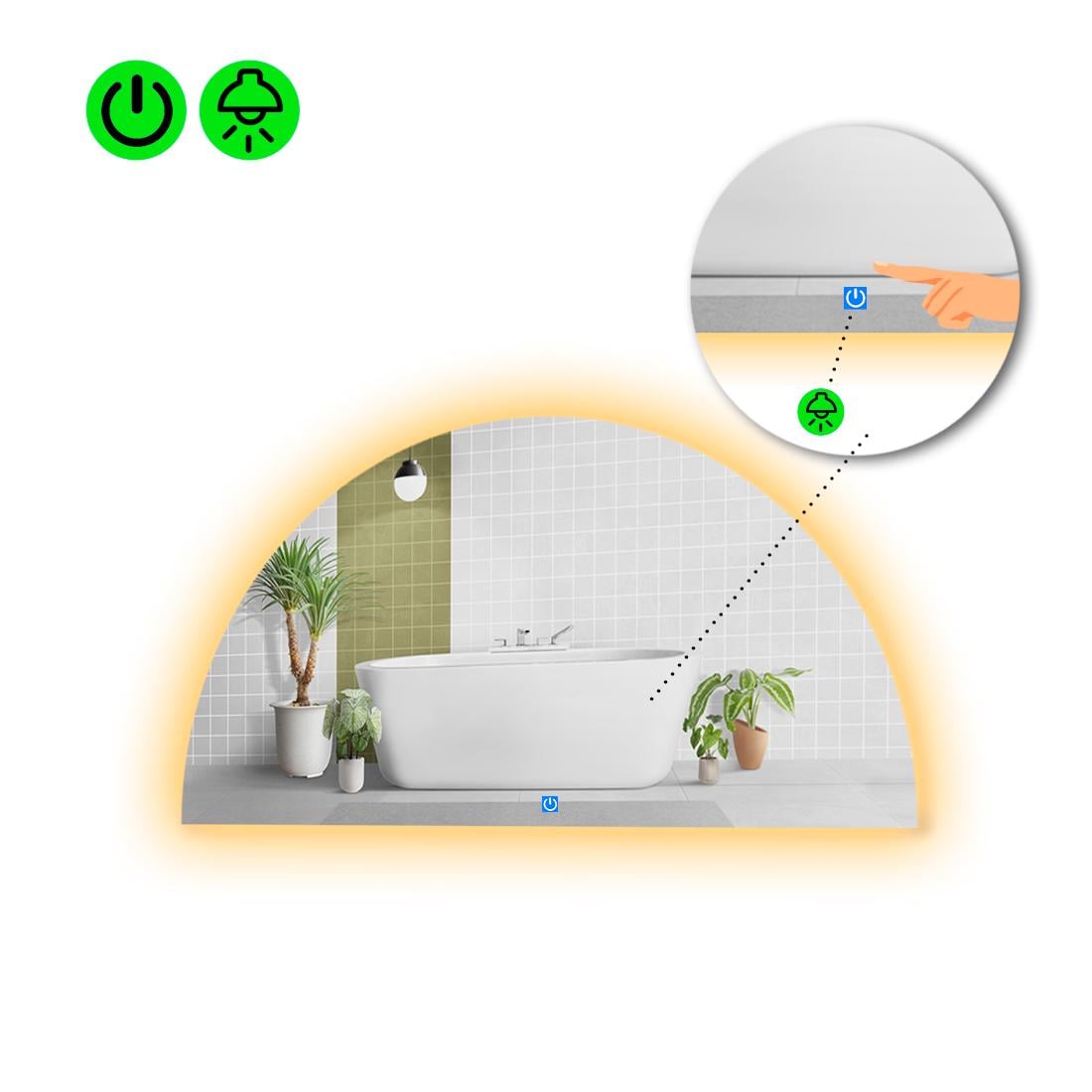 Зеркало с LED подсветкой Cerhio 2 с сенсорной кнопкой управления 110x55 см (8737457) Зеркало с LED подсветкой Cerhio 2 с сенсорной кнопкой управления 110x55 см (8737457)