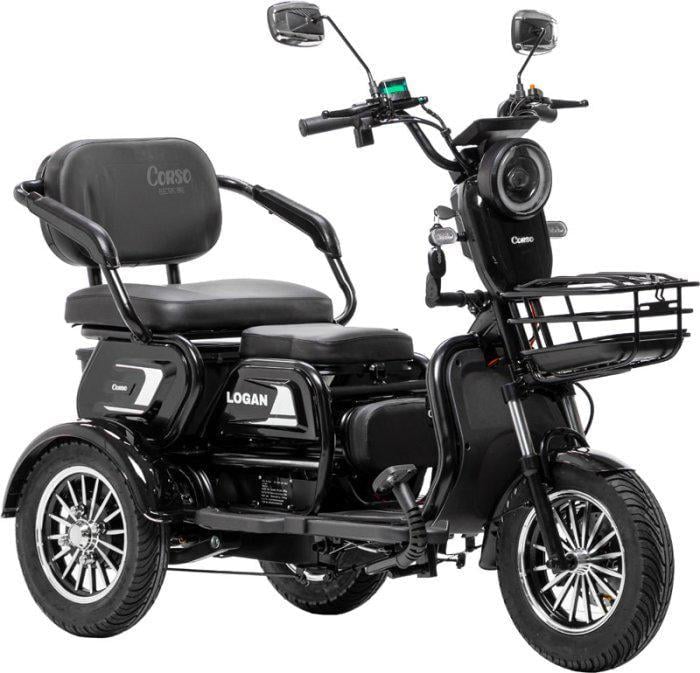 Электроскутер трехколесный Corso Logan 1200W 72V/23Ah Черный