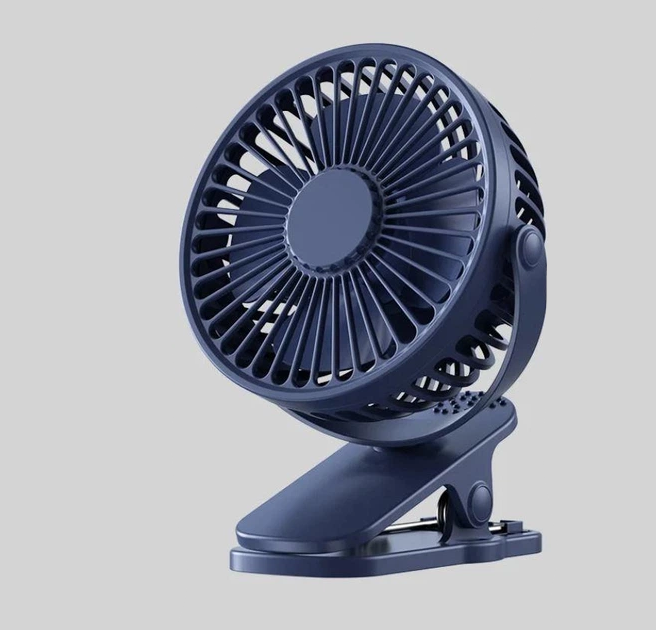 Вентилятор аккумуляторный с прищепкой FAN AF01 с зарядкой от USB 3 скоростных режима с вращением на 360 градусов Темно-синий (opt-104315)