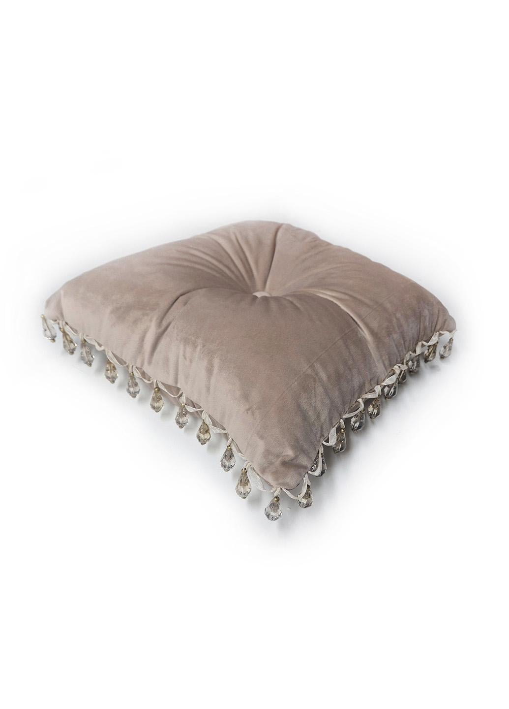 Декоративная подушка Firanka Handmade королевская с бахрамой 40х40 см Бежевый (п_0172_3)