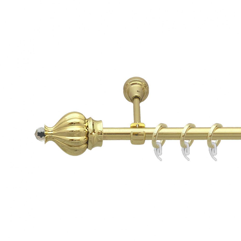 Карниз Orvit Таджа-Кристал металевий однорядний відкритий гладка труба кільце фасонне металеве 16 мм 300 см Золото (7751943)