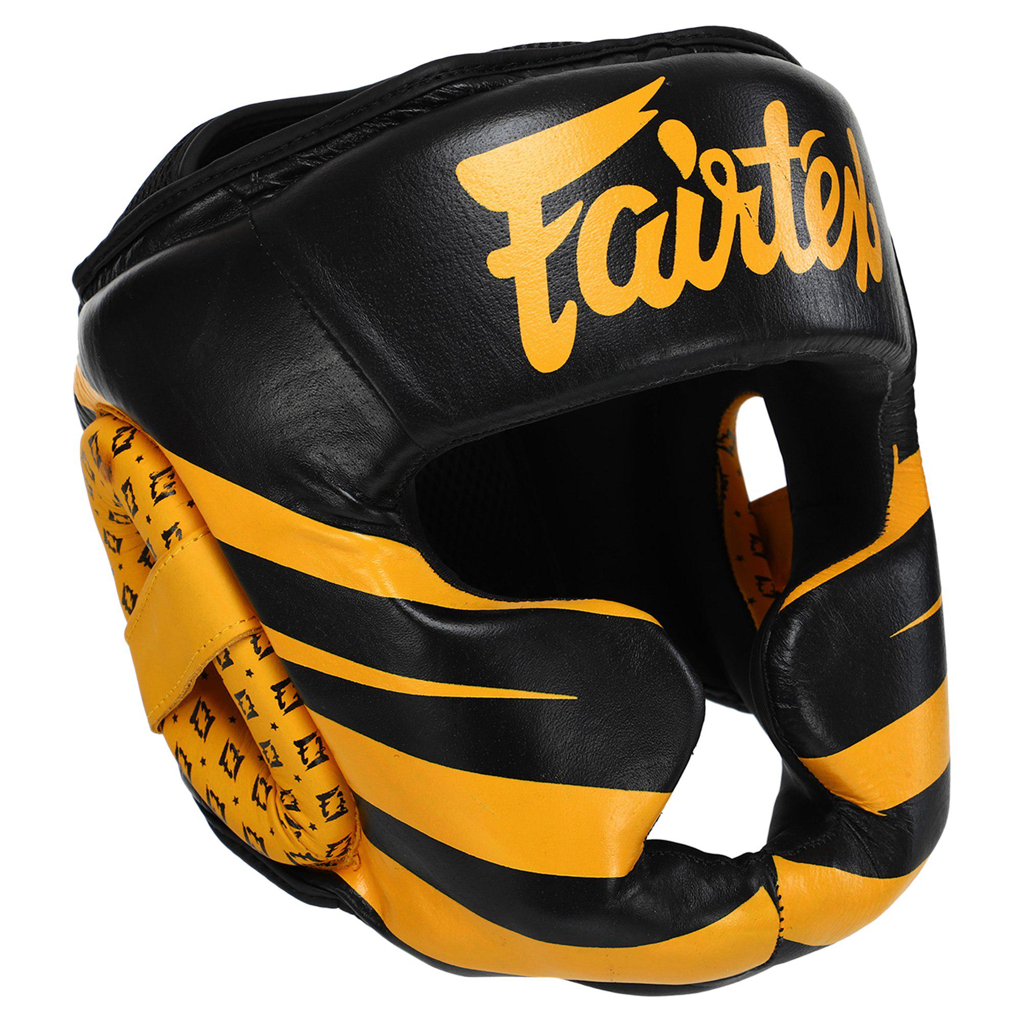 Шлем боксерский FARTEX BO-0614 с полной защитой кожаный M Черно-желтый
