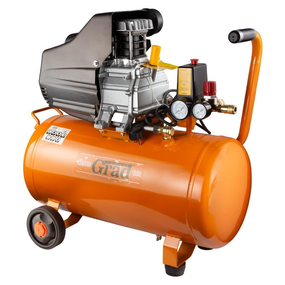 Компрессор GRAD 1,5 кВт 198 л/мин ресивер 50 л прямой привод 8 бар