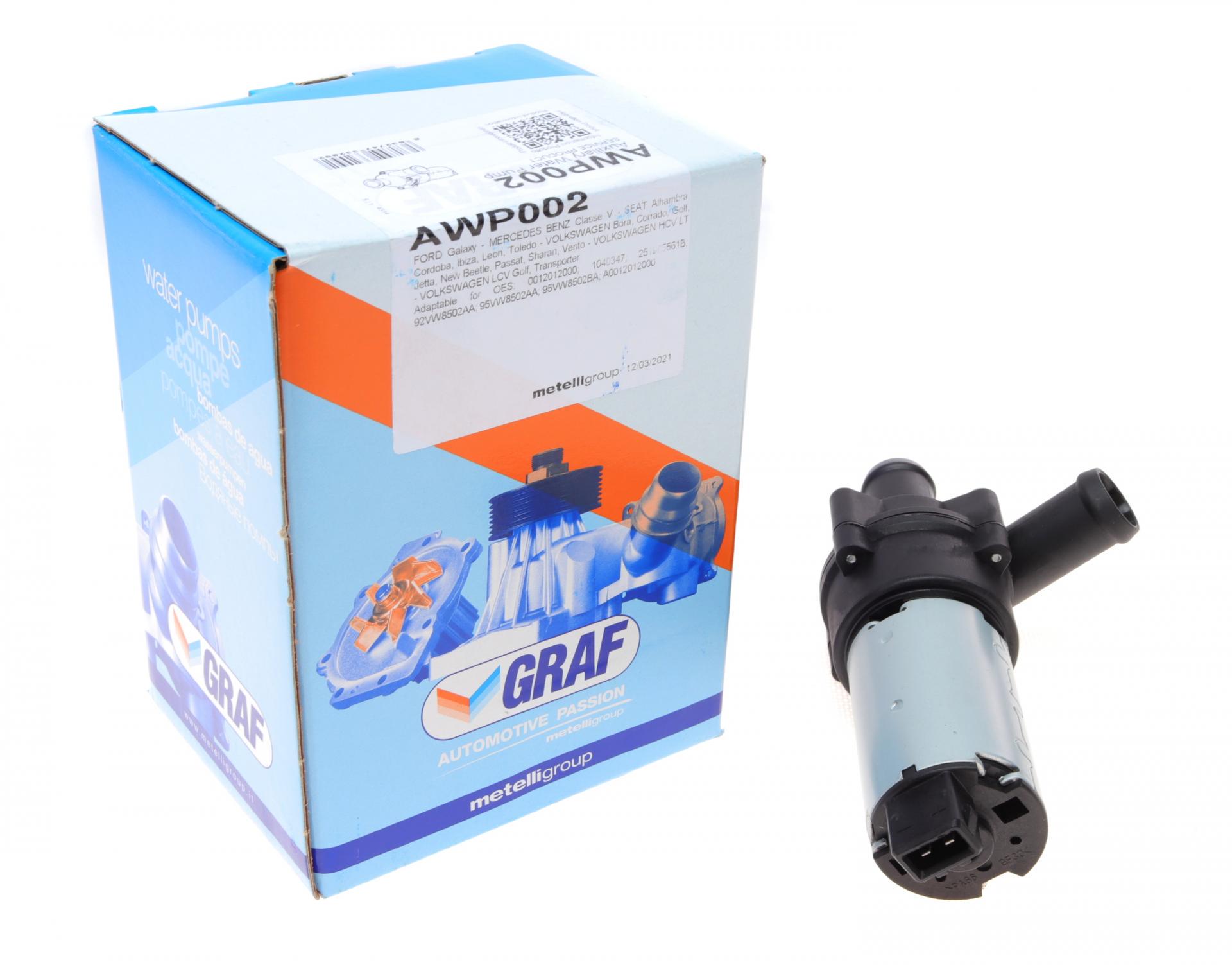 Насос системи охолодження додатковий Graf Ford Galaxy/VW LT/Sharan 95-06/Golf/T4 90-06/Passat 88-00 (AWP002)