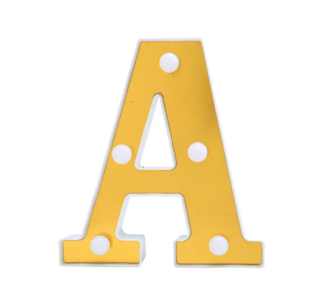 Літера об'ємна А Led маленька 16x14 см Золотистий (68581) - фото 3