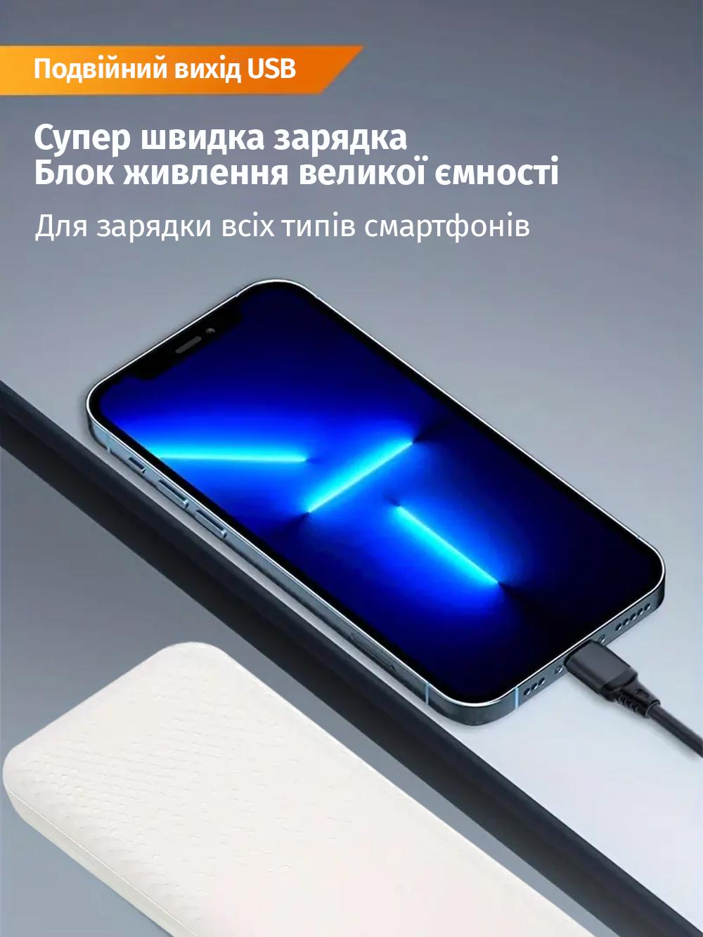 Повербанк Andowl 12000 mAh 3 выхода Q-CD157 Белый (e5f5f8db) - фото 4