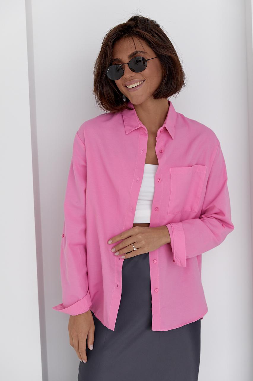 Рубашка с карманом на груди M Розовый (11644653)