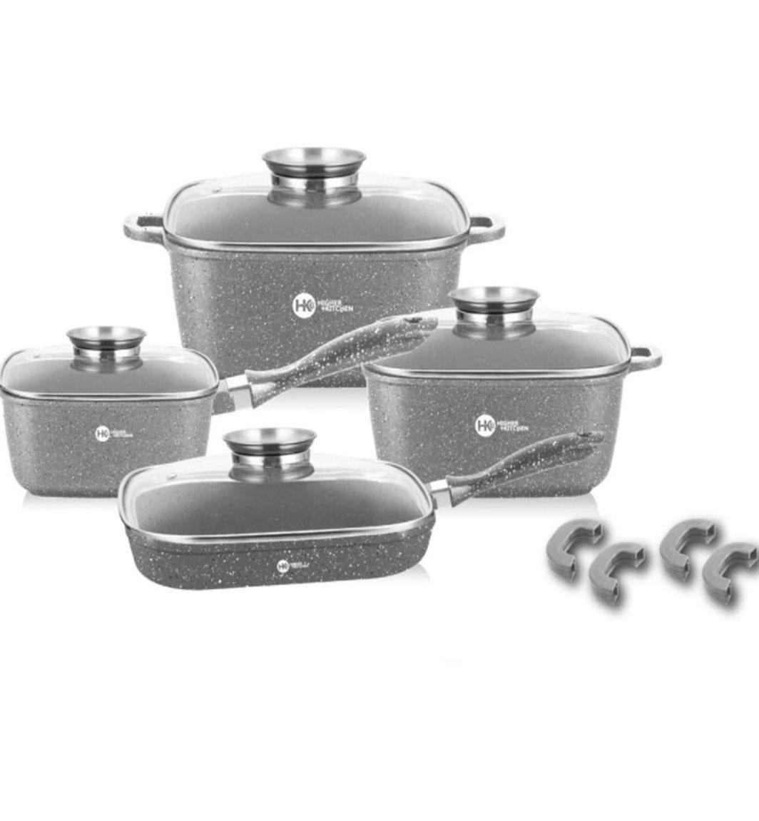 Набір кухонного посуду Higher Kitchen HK-311 з антипригарним гранітним покриттям 12 пр. Сірий (HK-31104) Набір кухонного посуду Higher Kitchen HK-311 з антипригарним гранітним покриттям 12 пр. Сірий (HK-31104)