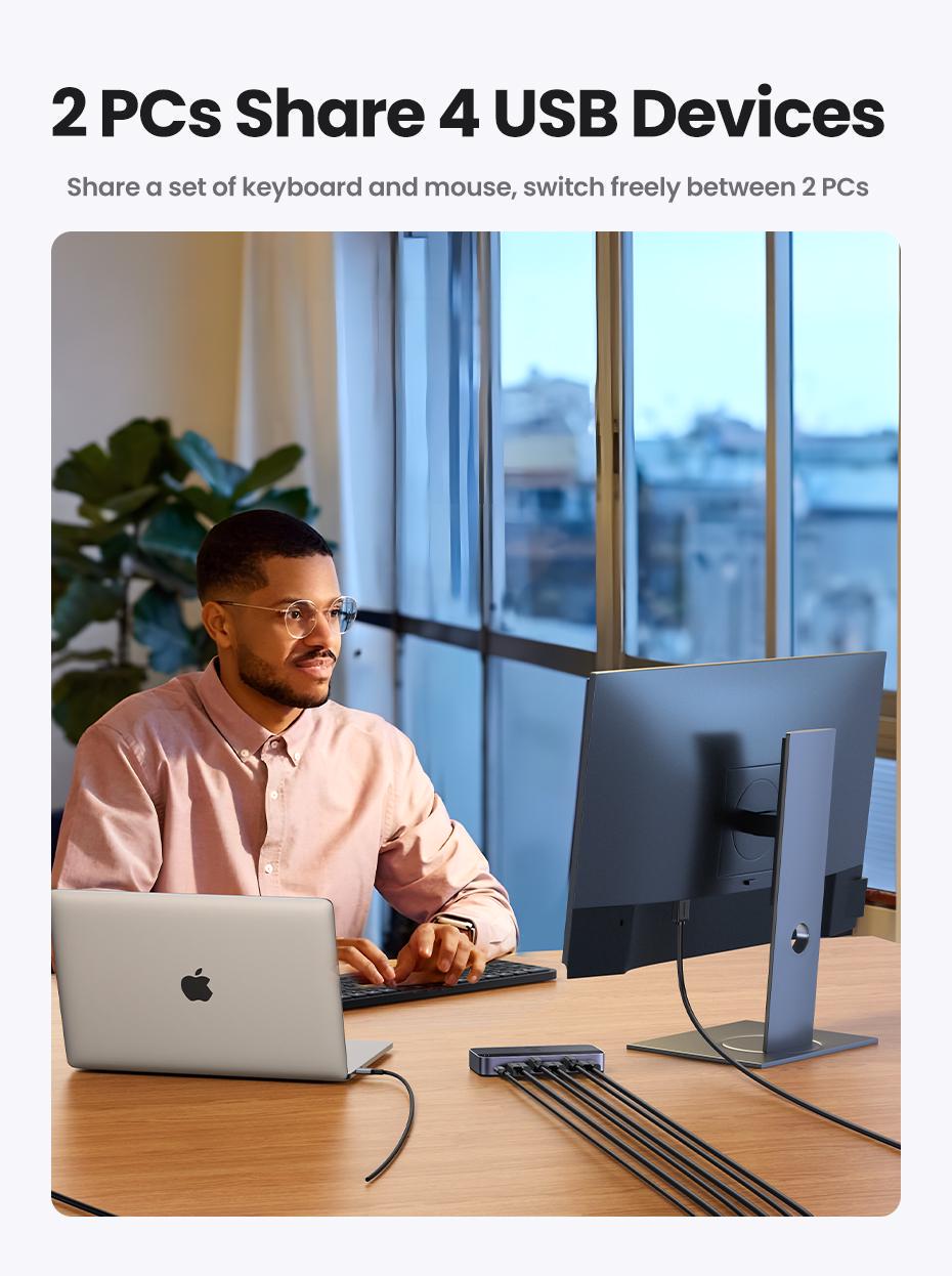 Перемикач KVM HDMI Ugreen на 2 комп'ютери 4K 60Hz USB 2.0 (15707) - фото 12