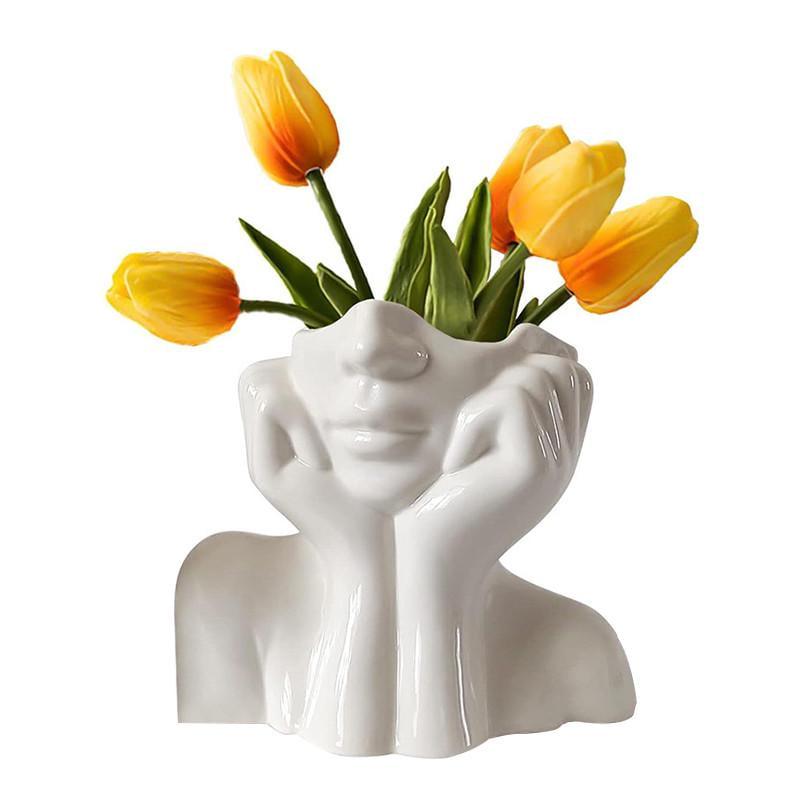 Ваза для цветов Lesko Леди керамическая 14х11,3х7,5 см (25714187)