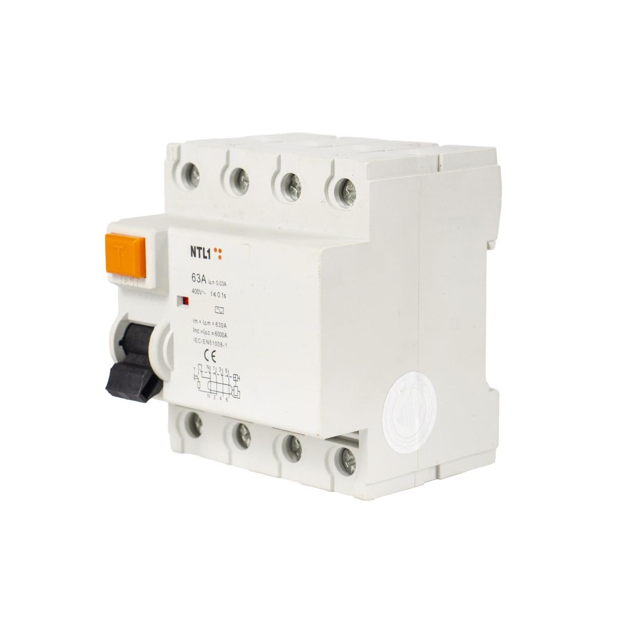 Устройство защитного отключения TESLA УЗО NTL1 4-полюсный 63А 30mA (52) - фото 1