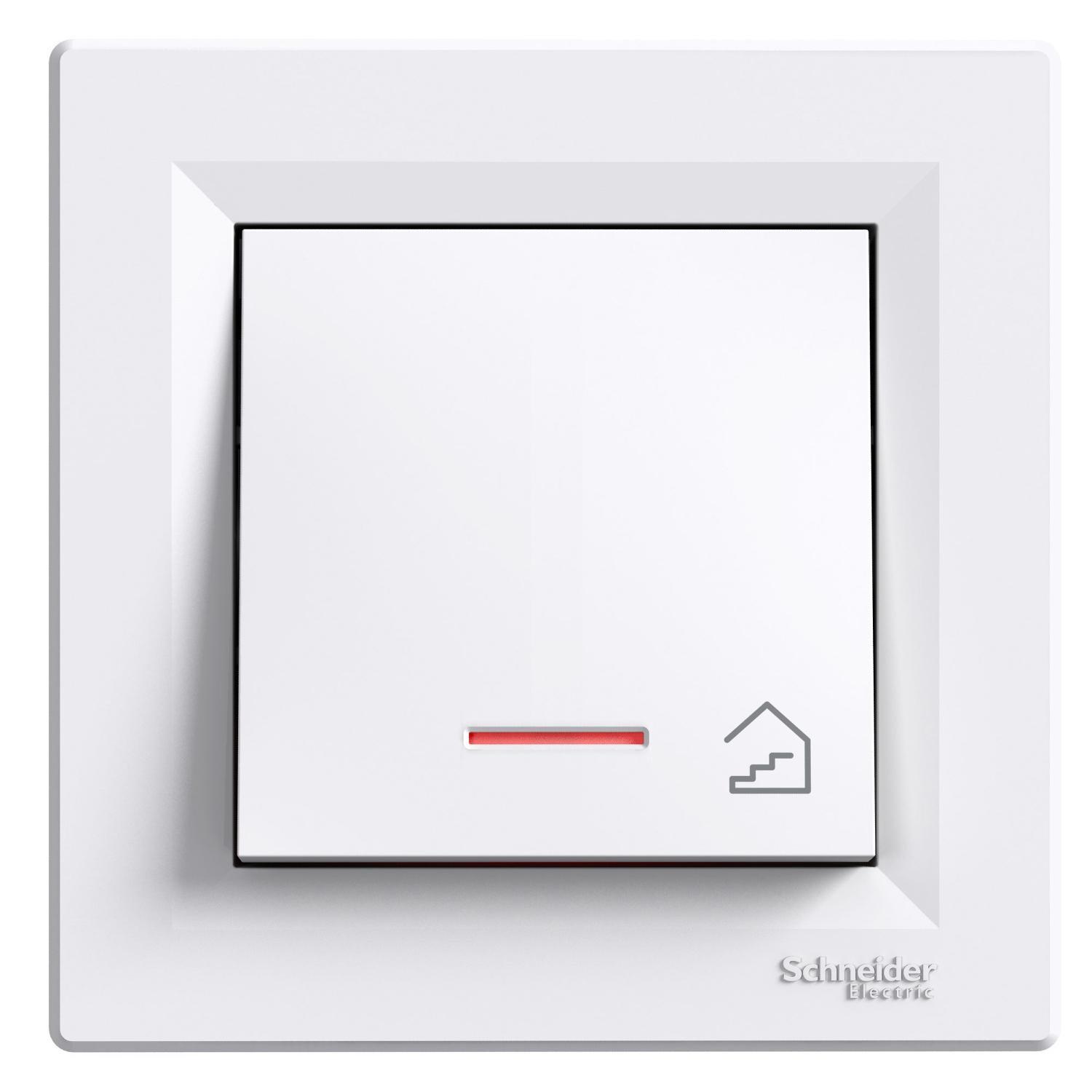Выключатель лестничный кнопочный Schneider Electric Asfora с подсветкой Белый (EPH1900321)