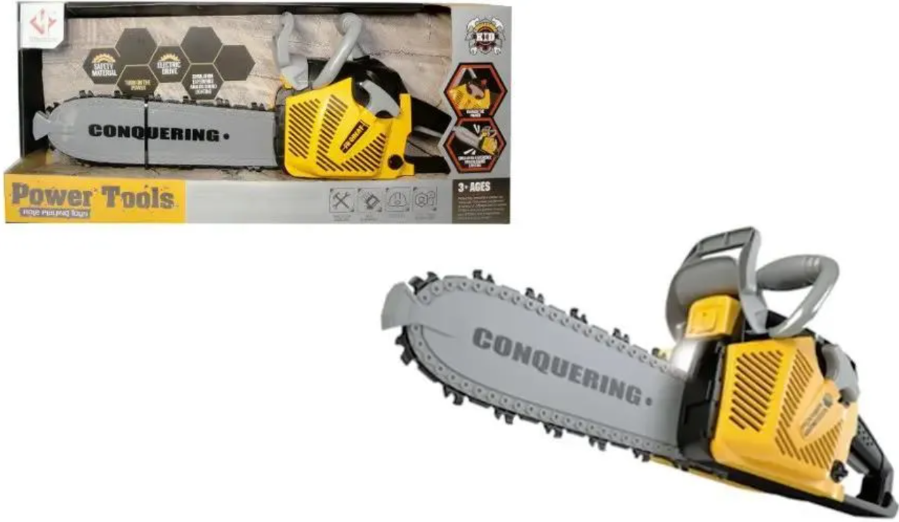 Детская бензопила Power Tools автоматическое вращение цепи со звуковыми эффектами на батарейках (T001) - фото 7 Детская бензопила Power Tools автоматическое вращение цепи со звуковыми эффектами на батарейках (T001) - фото 7