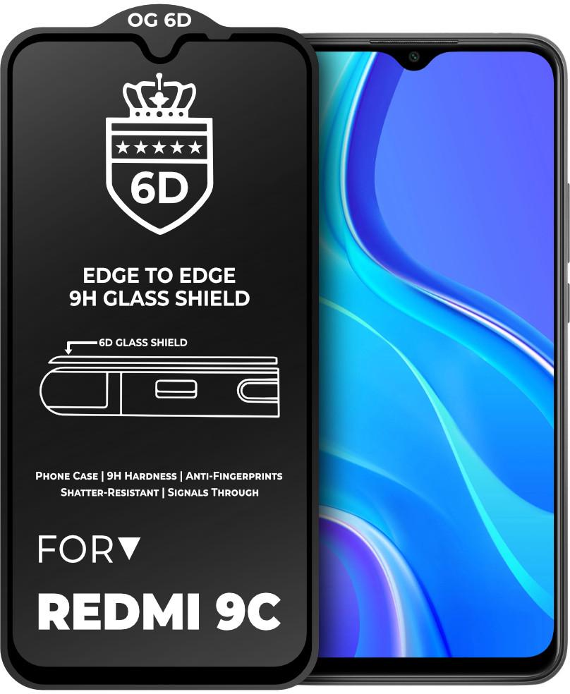 Защитное стекло 6D для Redmi 9C противоударное