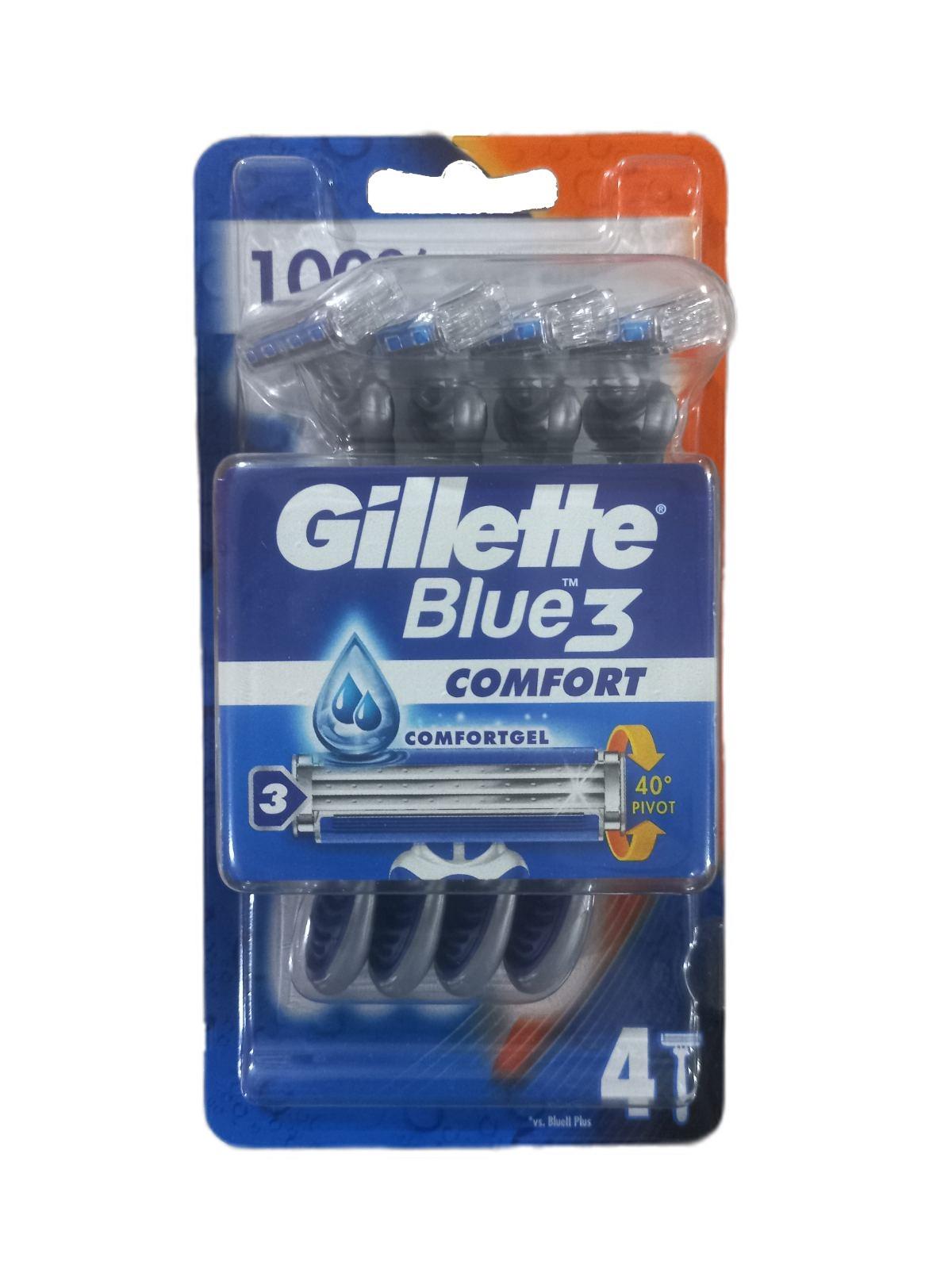 Набор станков для бритья GILLETTE Blue 3 Comfort одноразовых 4 шт. (121423)