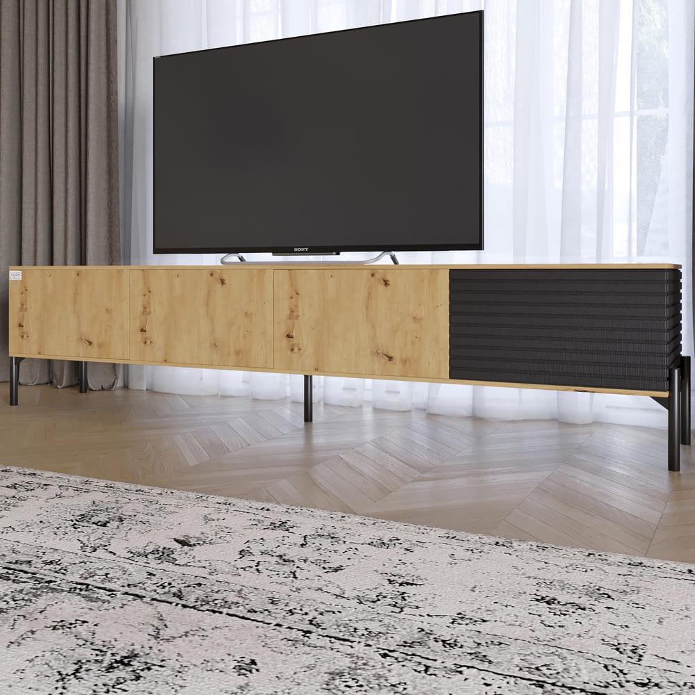 Тумба под телевизор Lion Грей на черных металлических ножках Дуб Артизан/Асфальт (000-000-2446)