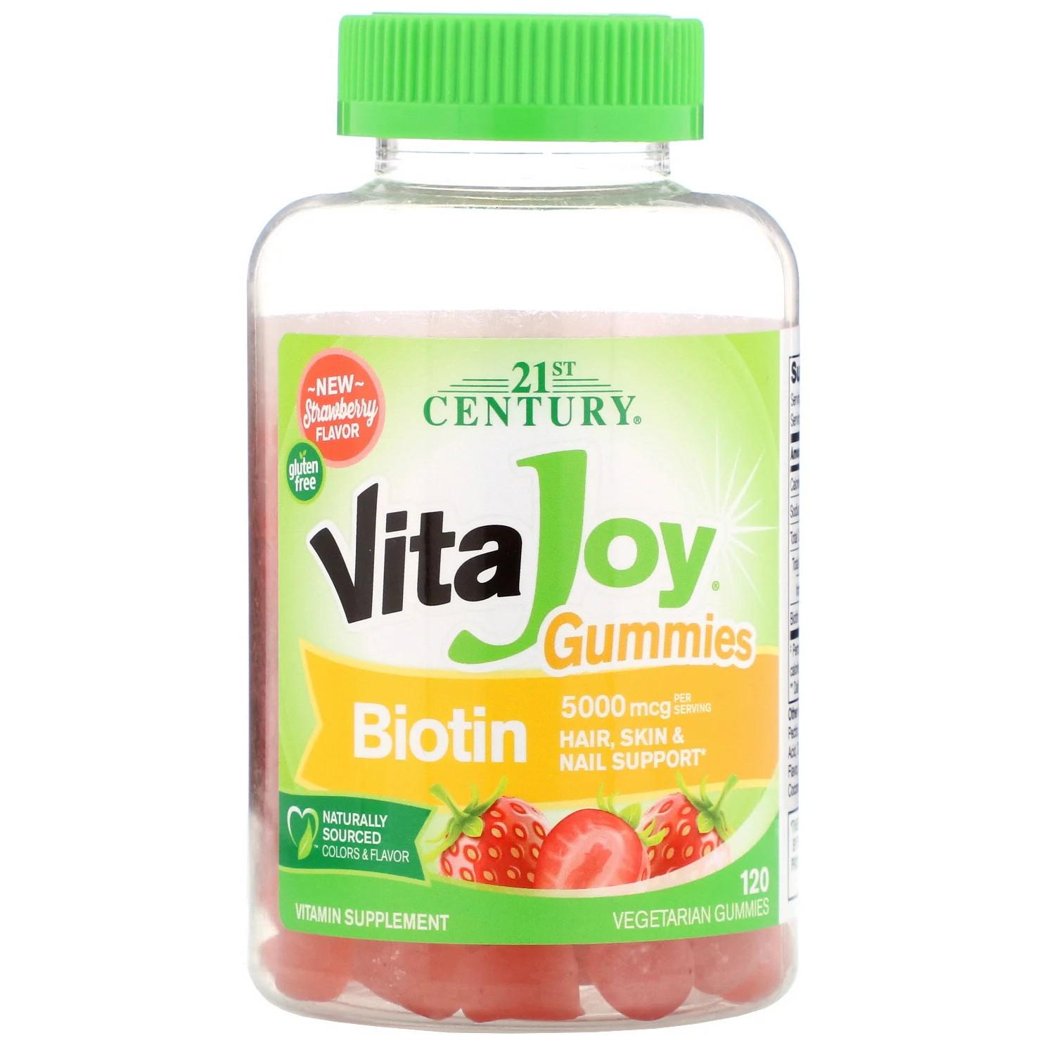 Витамины 21st Century VitaJoy Biotin Gummies 5000 мкг 120 жевательных таблеток