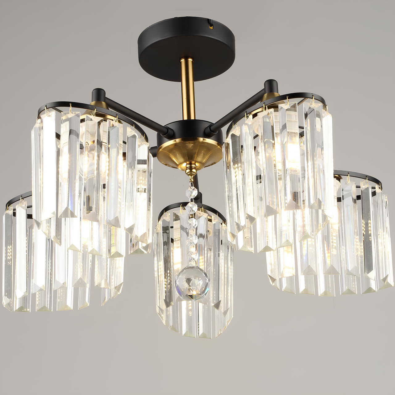 Люстра Valeso в классическом хрустальном стиле под пять ламп Е27 Черный/Медный (N6636/5)