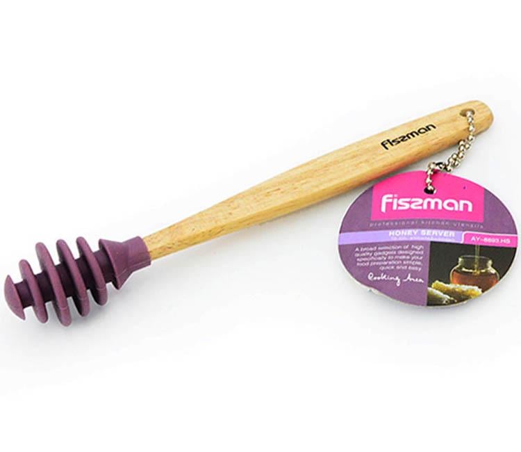 Ложка-булава для меду Fissman 18 см силіконова з дерев'яною ручкою (FN-AY-8893)