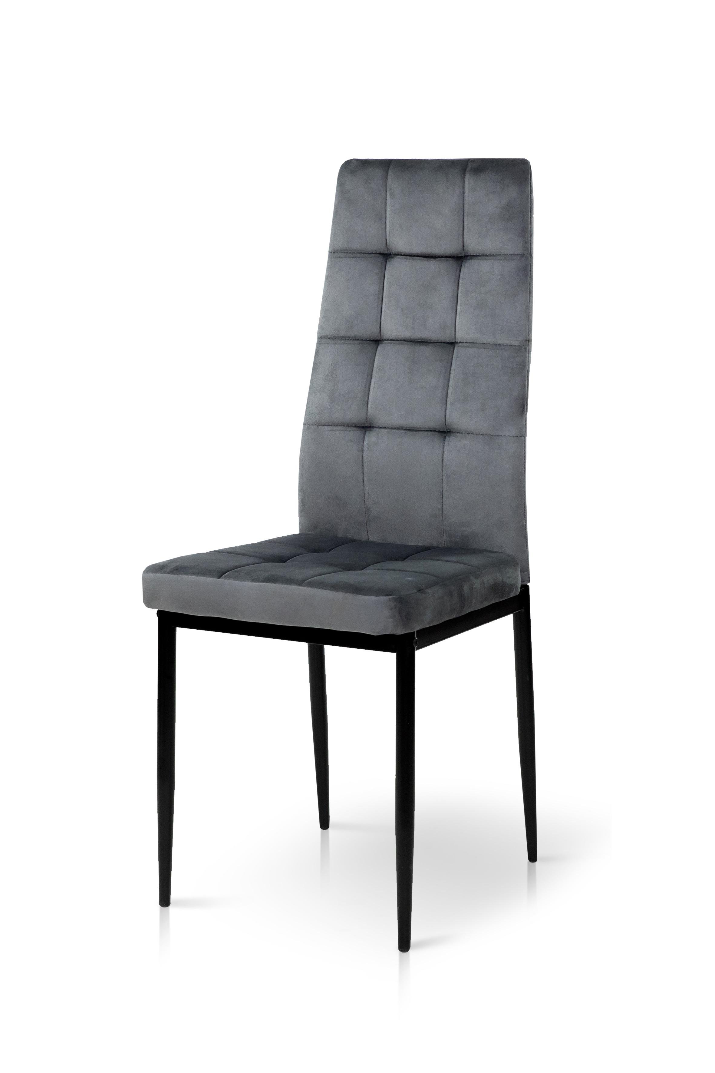 Стілець кухонний м'який Мікс Меблі Айс з металу/тканини велюр Чорний/Темно-сірий (А0057601)