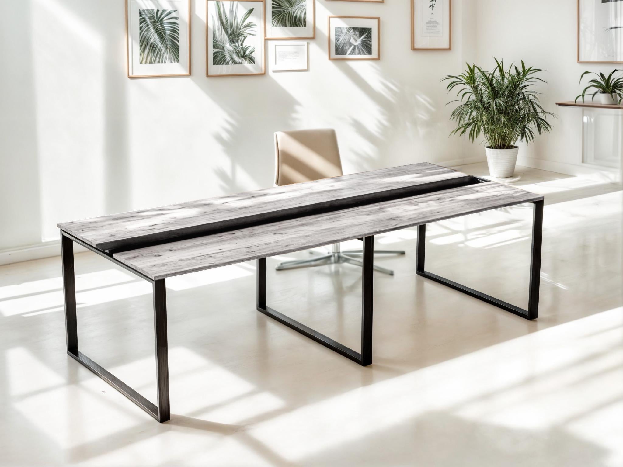 Стол для переговоров Tobi Sho LOFT Iceberg КСЛА/2/18 столешница 18 мм 2700х1100х750 Дуб крафт белый