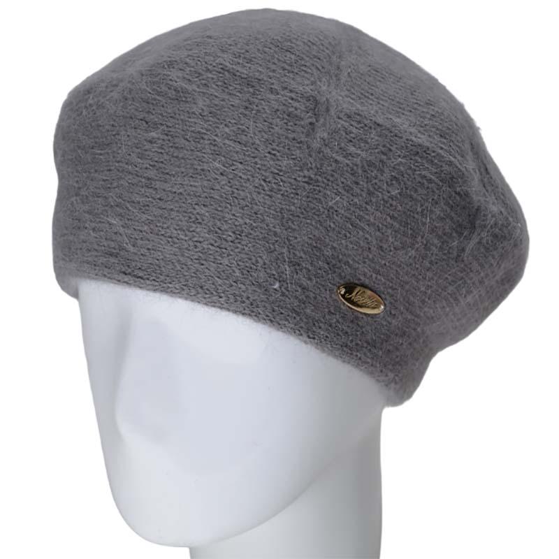 Берет жіночий Novita Імідж ангоровий подвійний Дим (120321)