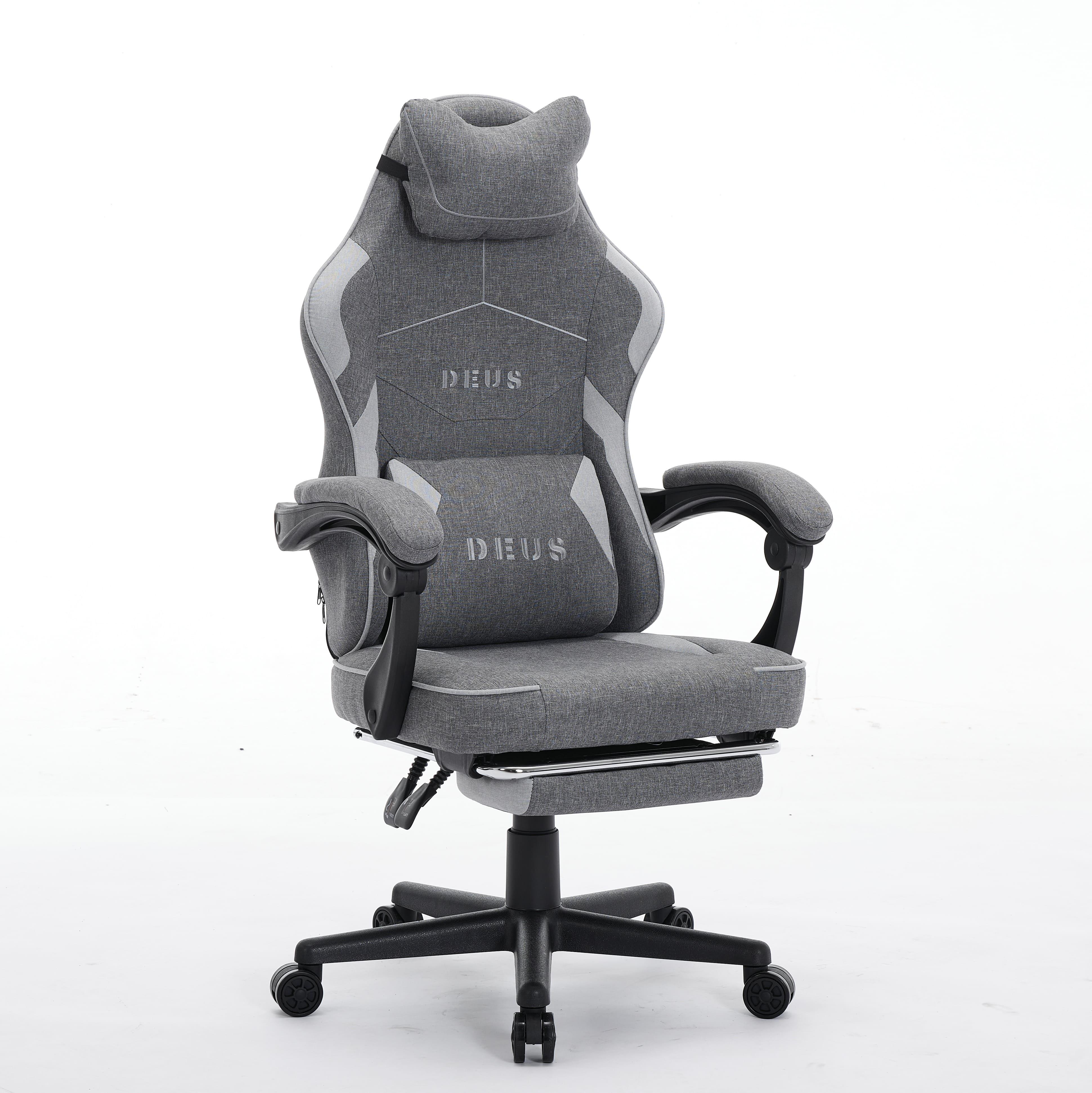Кресло компьютерное с подставкой для ног Deus Edge Графитовый/Серый (30631539)