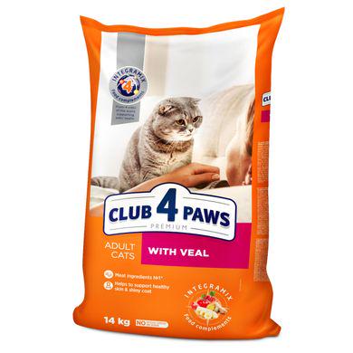 Сухой корм для взрослых кошек Club 4 Paws Premium 14 кг Телятина