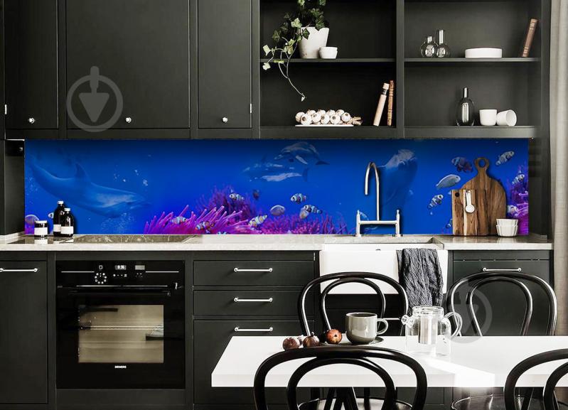 Наклейка виниловая кухонный фартук Zatarga "Подводный мир Дельфин" 600х3000 мм Наклейка виниловая кухонный фартук Zatarga "Подводный мир Дельфин" 600х3000 мм