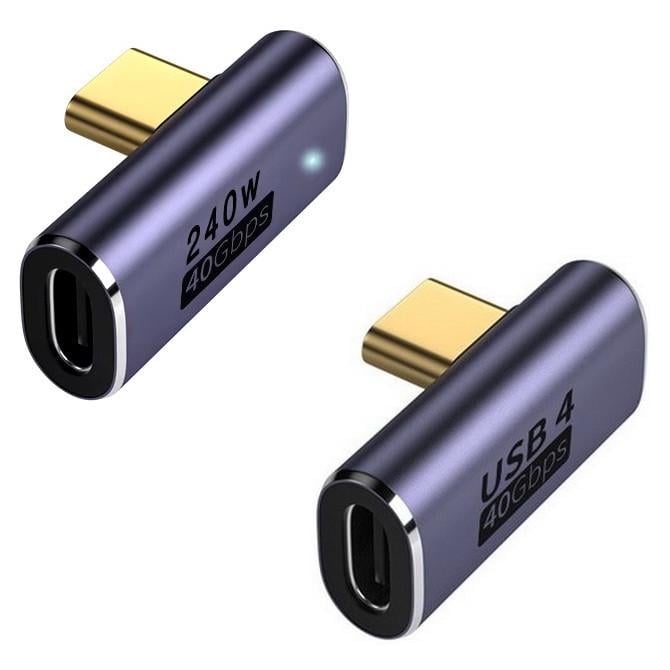 Переходник угловой 8K Type-C M/F USB 4.0 40Gbps 100W/240W Des4 комплект 2 вида (A-48777-2v)