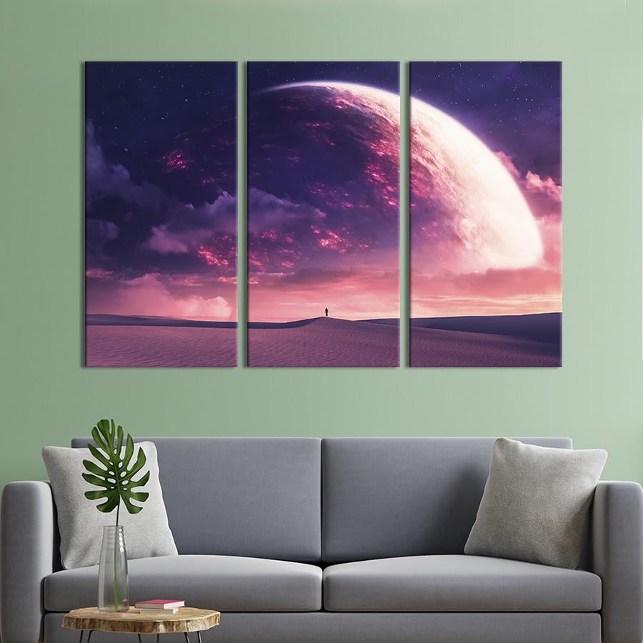 Картина модульная из 3 частей Пустынный киберпанк пейзаж XL 156x100 см (704-31)