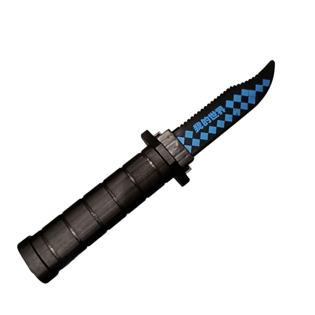 Бутафорський ніж Майнкрафт з лезом що ховається в ручку 21 см Синій (2822854473)