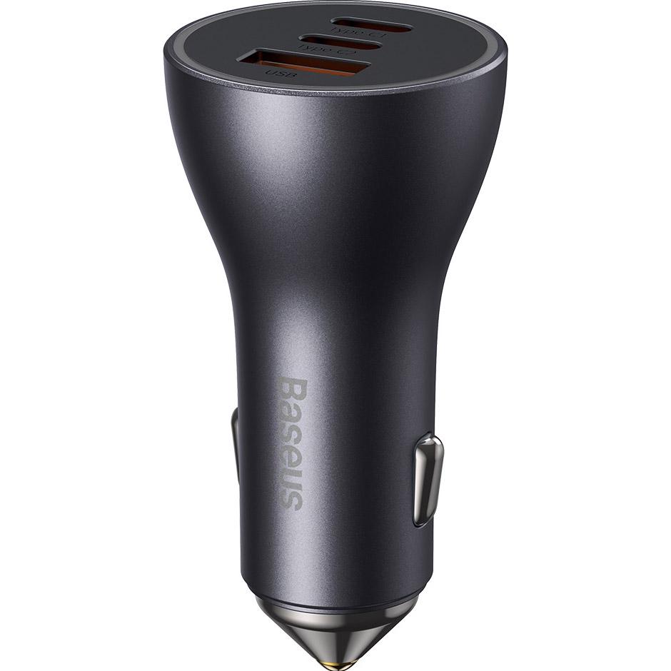 Автомобильное зарядное устройство Baseus Golden Contactor Pro Triple Fast Charger Car Charger 65W U+C+C Dark Gray (CGJP010013) - фото 2