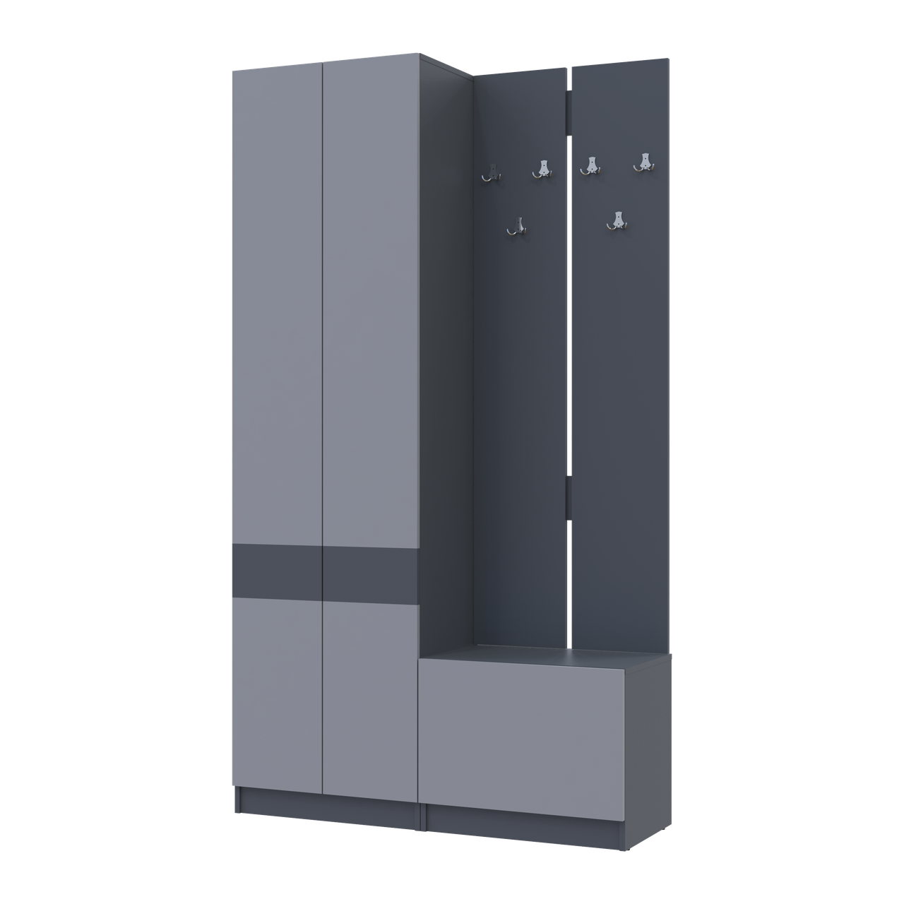 Прихожая Сола 1+3 Doros ДСП 120х40х215 см Графитовый/Серый (42005152)