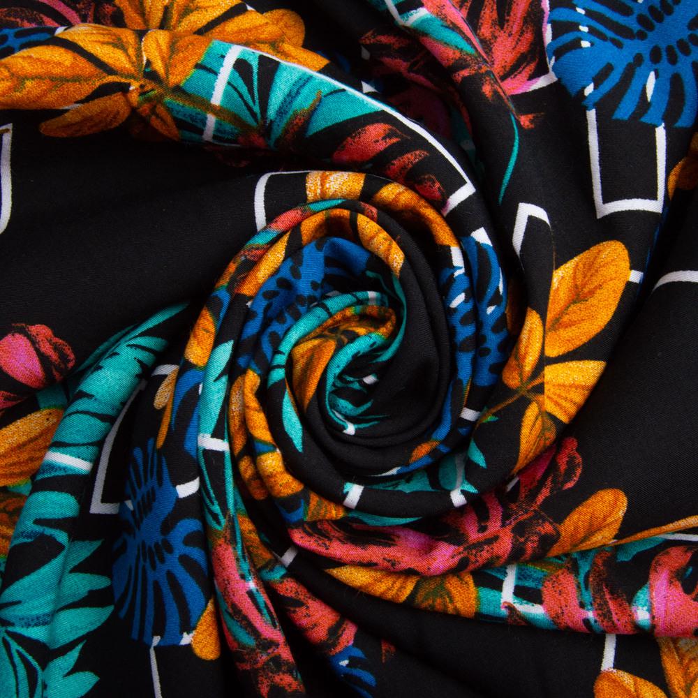 Ткань плательная штапель манстера чорно/синя