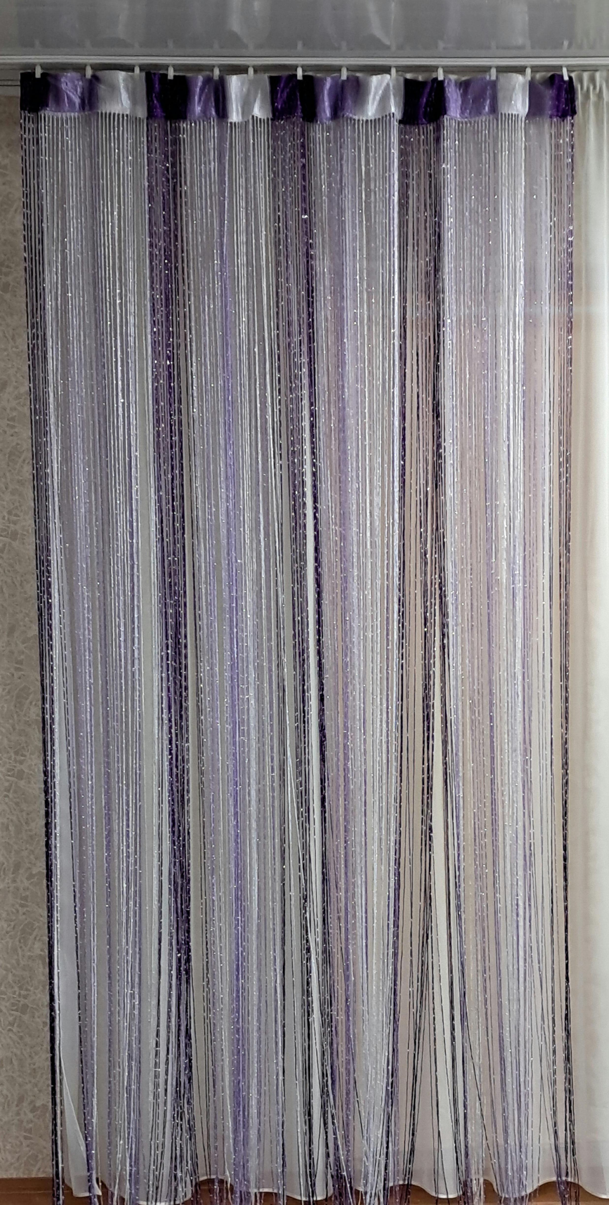 Шторы-нити с люрексовой нитью Белый/Сиреневой/Фиолетовый (17734) - фото 2 Шторы-нити с люрексовой нитью Белый/Сиреневой/Фиолетовый (17734) - фото 2