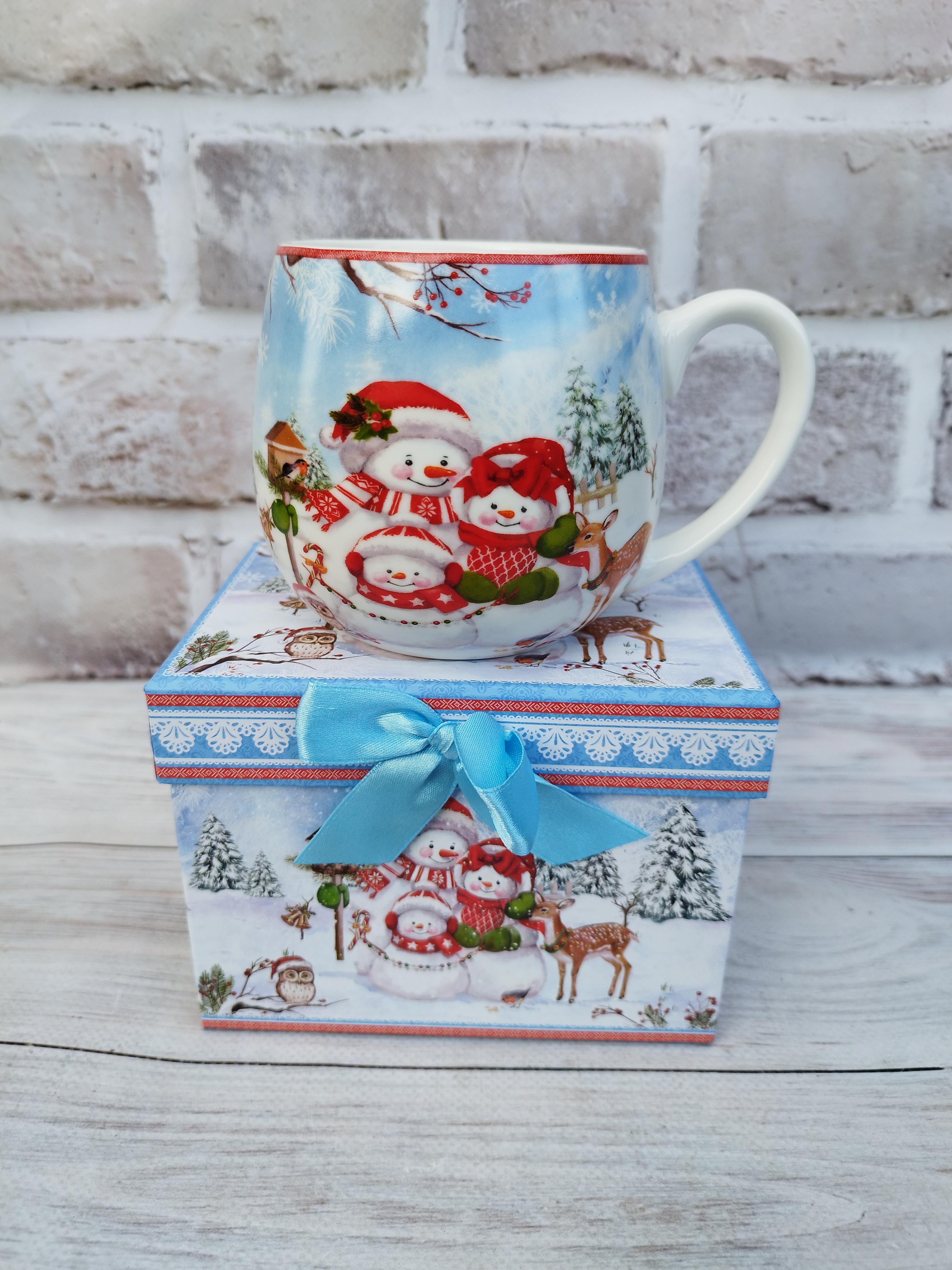 Чашка новогодняя Winter story фарфоровая в подарочной коробке 420 мл (R33360)