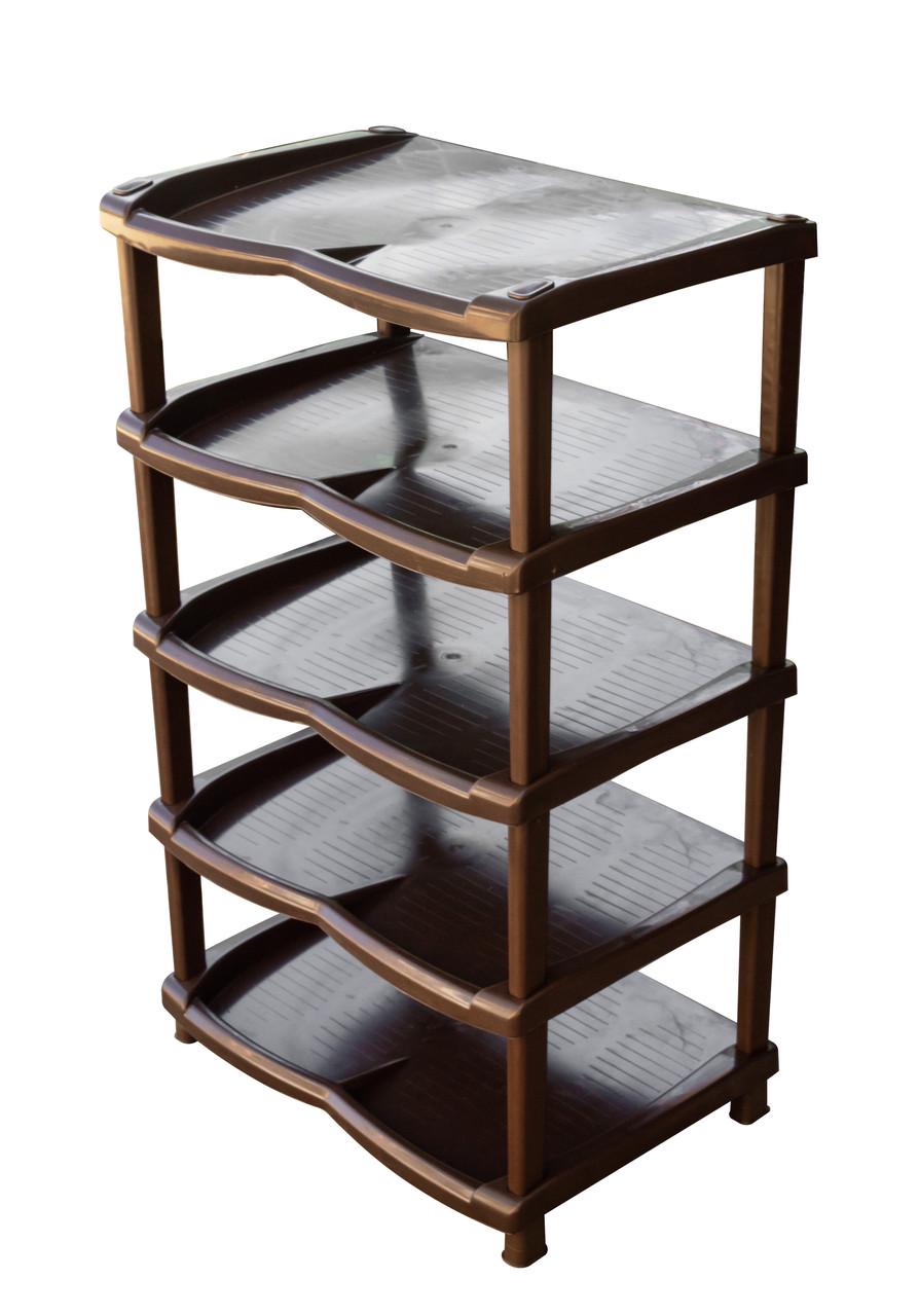 Полка для обуви пластиковая на 5 ярусов Нормал NEW 17501 60x45x30 см Коричневый (5159-КР) Полка для обуви пластиковая на 5 ярусов Нормал NEW 17501 60x45x30 см Коричневый (5159-КР)