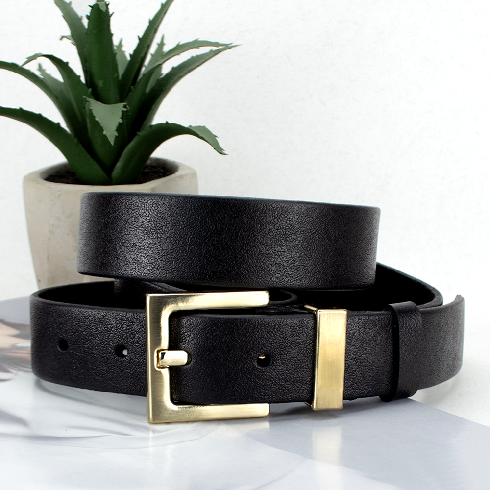 Ремень женский кожаный JK-3023 с золотой пряжкой 105 см Черный (2200776873)