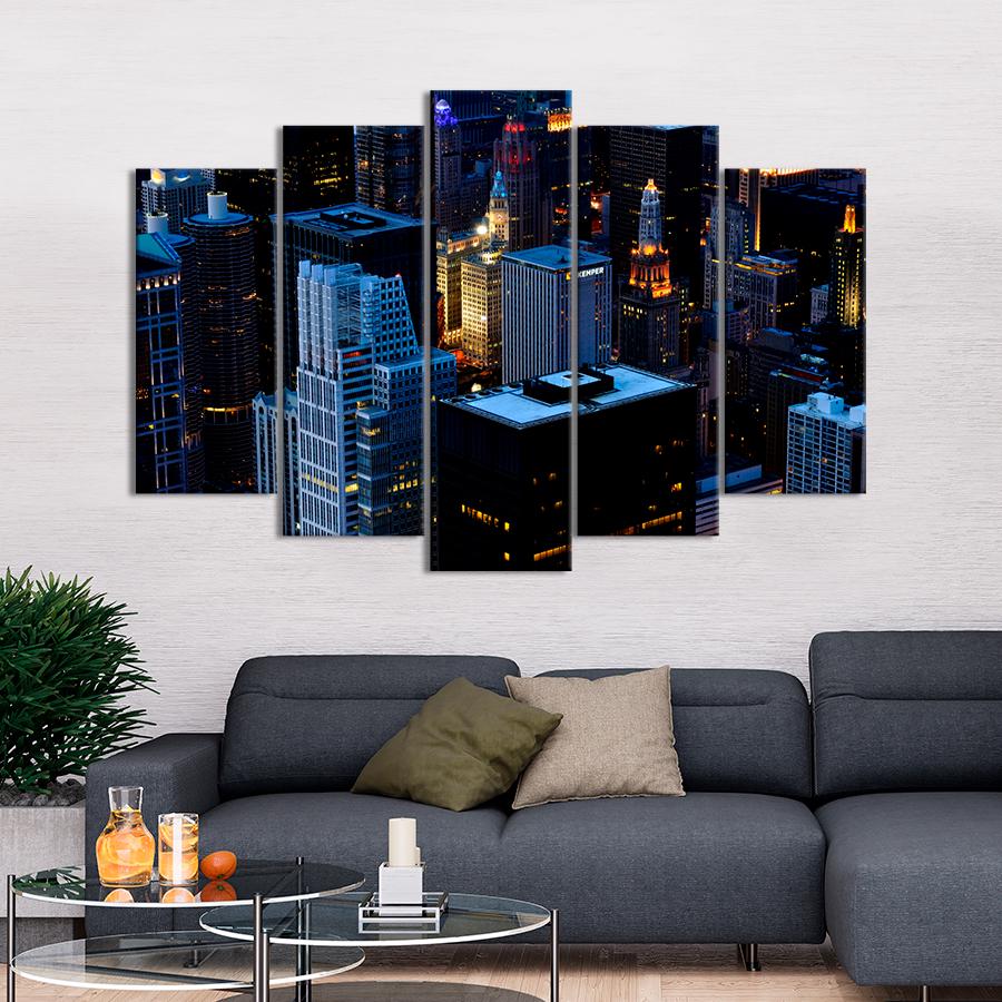 Картина город Вечерний Манхэттен 137x85 см (A555-5)