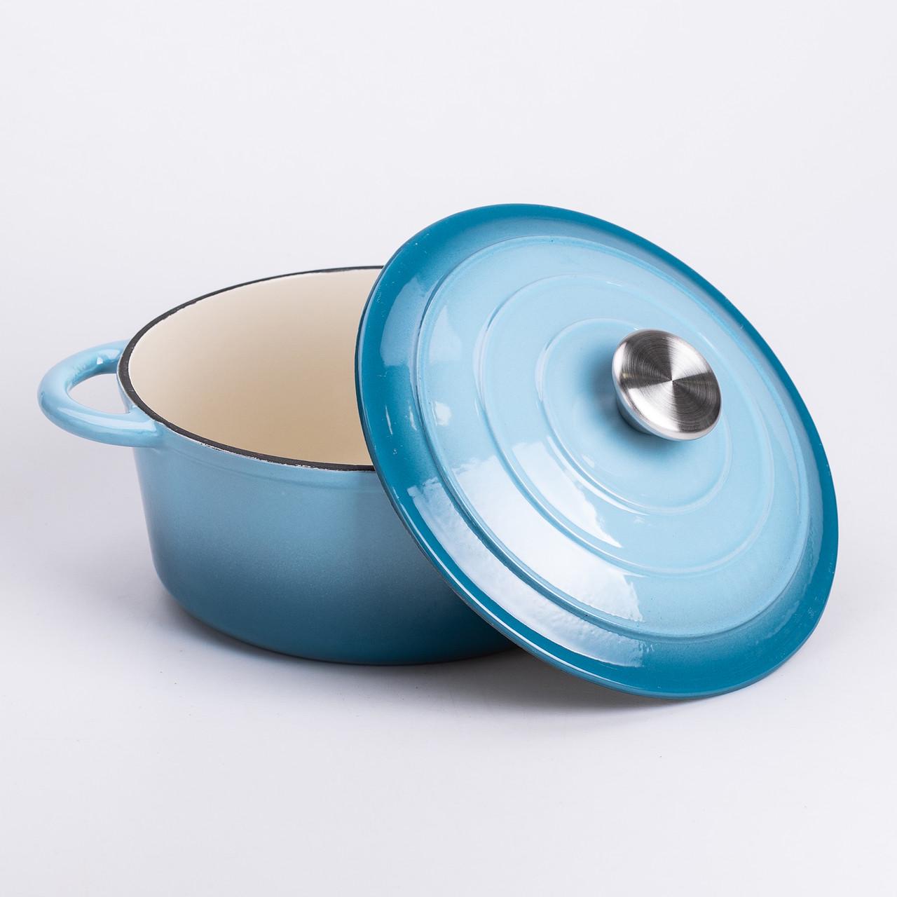 Набор чугунной посуды для приготовления с эмалированным покрытием сковорода/3 кастрюли Голубой (6821) - фото 4 Набор чугунной посуды для приготовления с эмалированным покрытием сковорода/3 кастрюли Голубой (6821) - фото 4