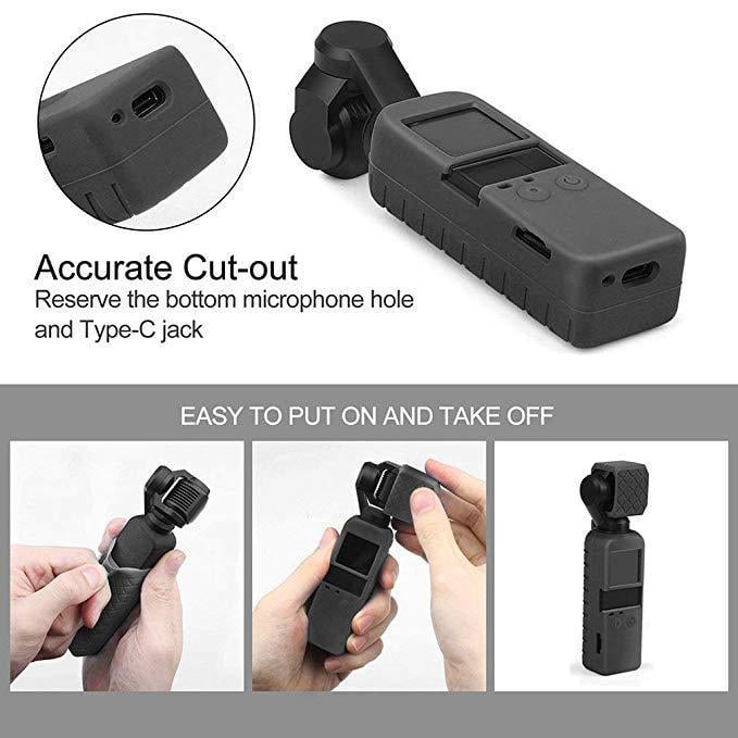 Чехол силиконовый для камеры и крышка-колпачок для DJI Osmo Pocket XT-533 Черный - фото 5 Чехол силиконовый для камеры и крышка-колпачок для DJI Osmo Pocket XT-533 Черный - фото 5