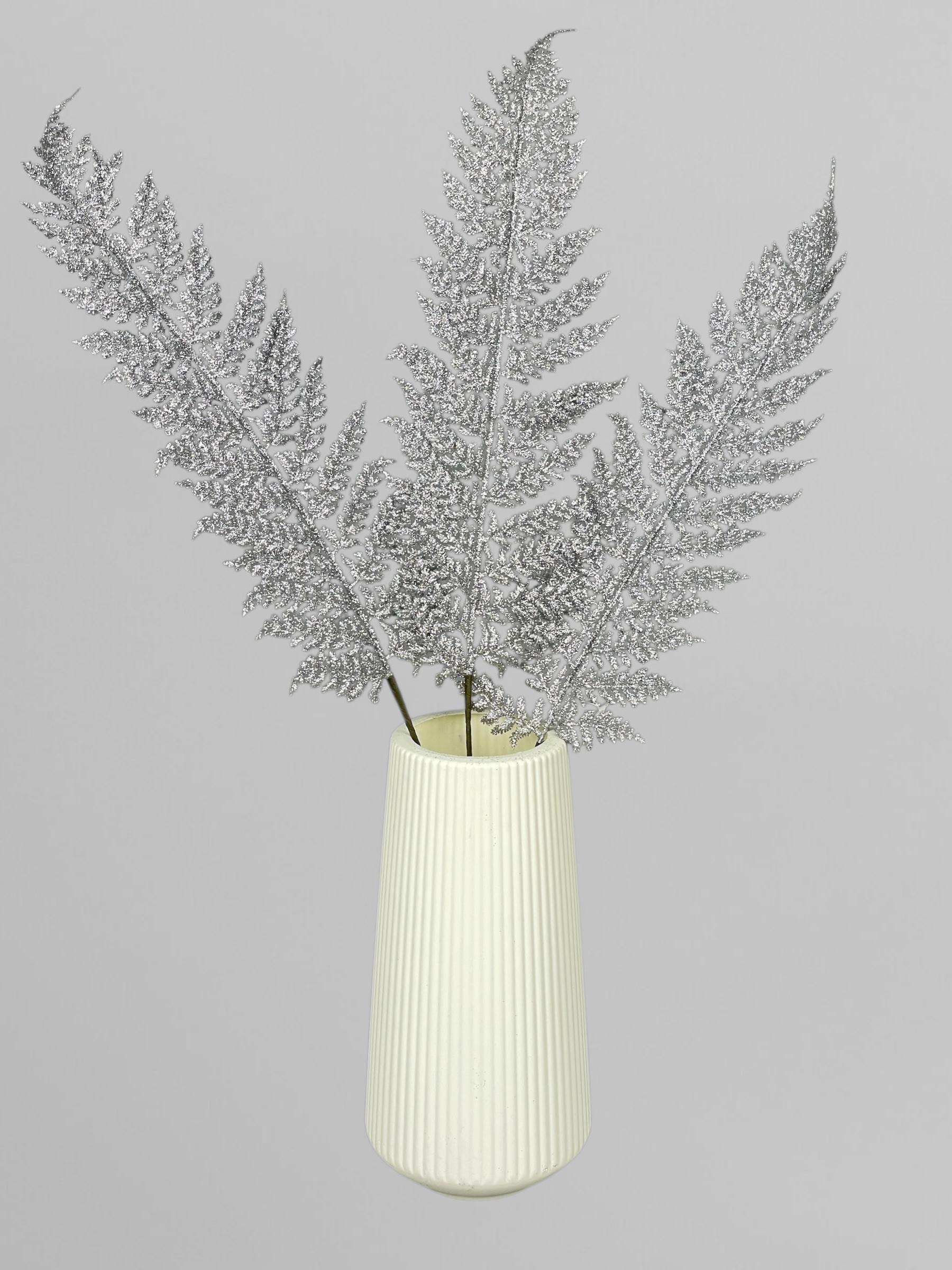 Искусственный папоротник из мягкого пластика с блестками 88 см Серебряный (Р03022) - фото 3 Искусственный папоротник из мягкого пластика с блестками 88 см Серебряный (Р03022) - фото 3