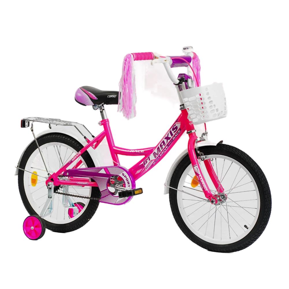 Велосипед дитячий Corso Maxis 18" з ручним гальмом та дзвіночком Pink (127918)