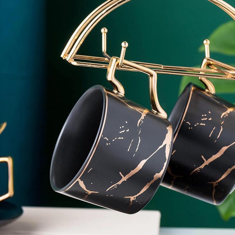 Сервиз чайный подарочный Lesko Мраморная роскошь чашки 4 шт./блюдца 4 шт./ложки 4 шт. с подставкой Black (28525205) - фото 4 Сервиз чайный подарочный Lesko Мраморная роскошь чашки 4 шт./блюдца 4 шт./ложки 4 шт. с подставкой Black (28525205) - фото 4