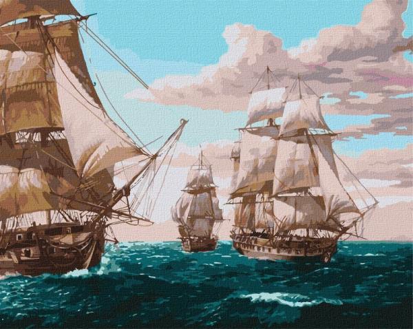 Картина по номерам Идейка корабли Белые паруса 40х50 см в термопакете (KHO2764)